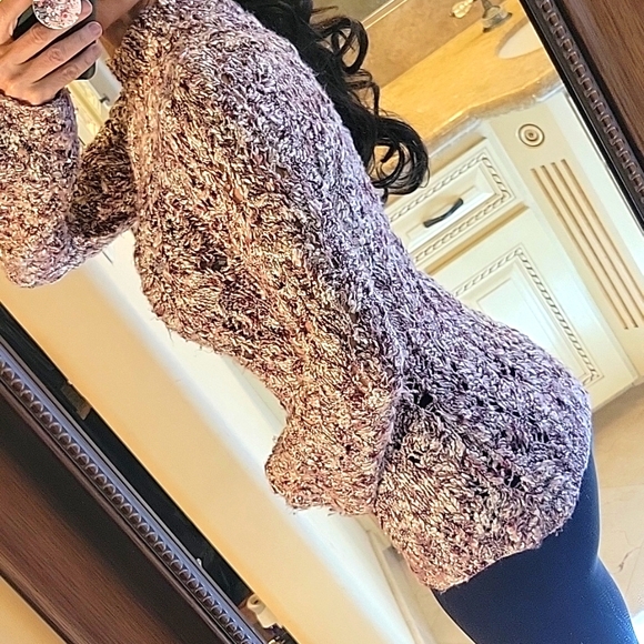 Bebe Cozy Multicolor Crocheted Sweater, L - Picture 7 of 15